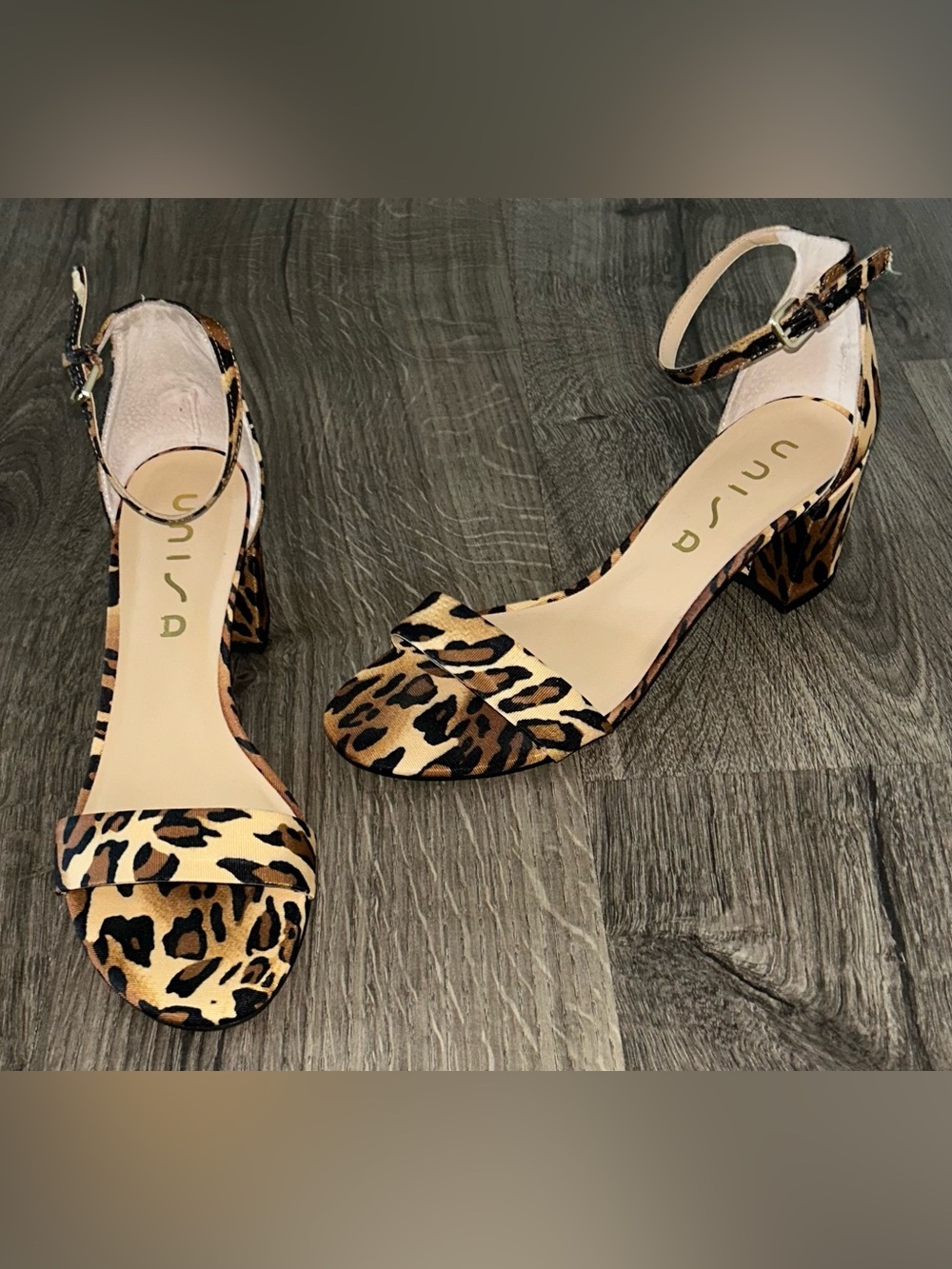 Unisa Leopard-Print Block Heel Sandal - Brown/Black